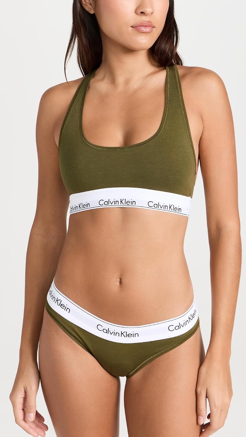 image:imageCalvin Klein Womens Modern Cotton Stretch Bikini PantyDark Olive