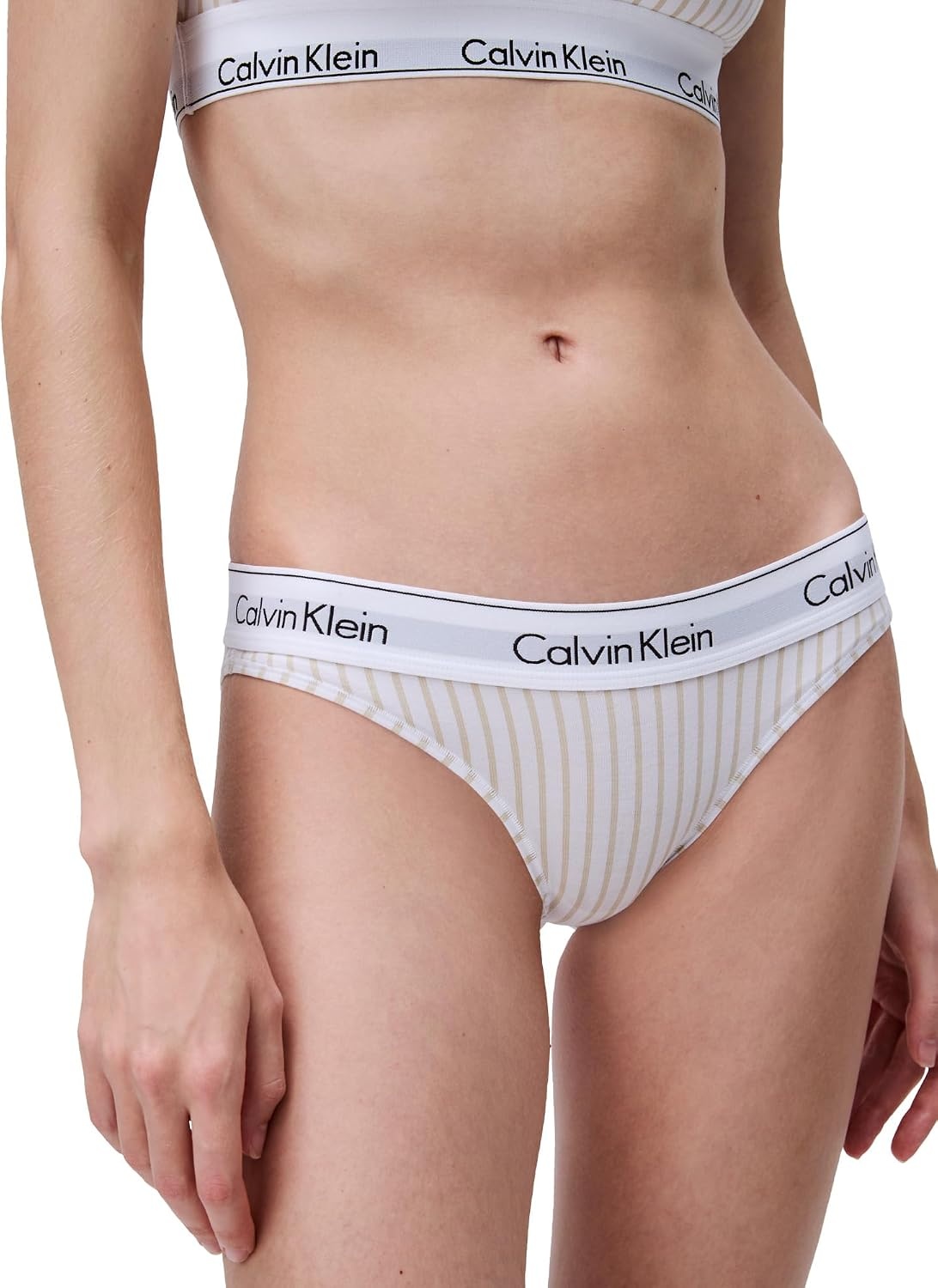 image:imageCalvin Klein Womens Modern Cotton Stretch Bikini PantySteady Stripepelican