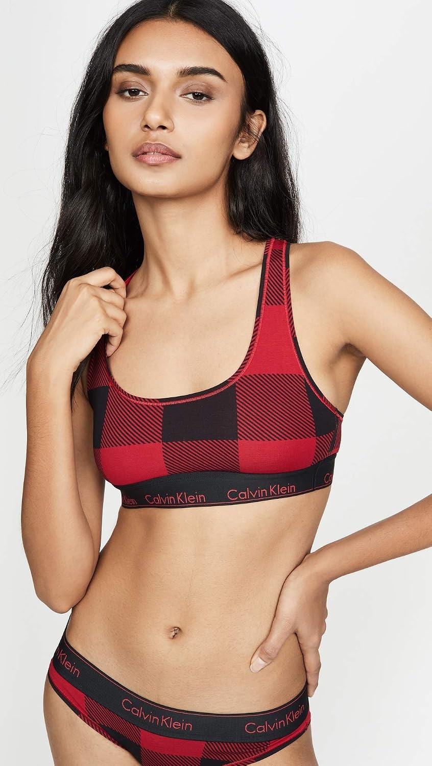 image:imageCalvin Klein Womens Modern Cotton Unlined Wireless BraletteBuffalo Check Temper