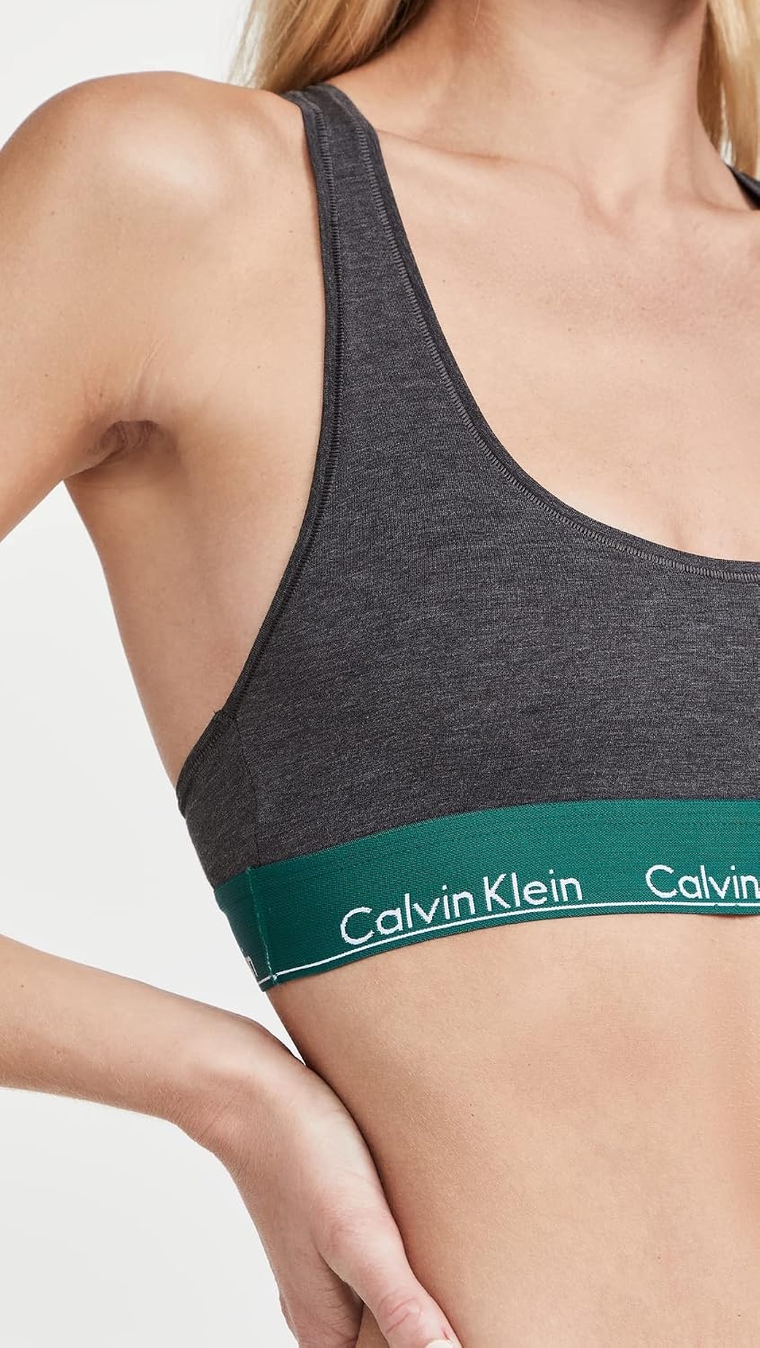 image:imageCalvin Klein Womens Modern Cotton Unlined Wireless BraletteCharcoal Heathertopaz Gemstone Wb