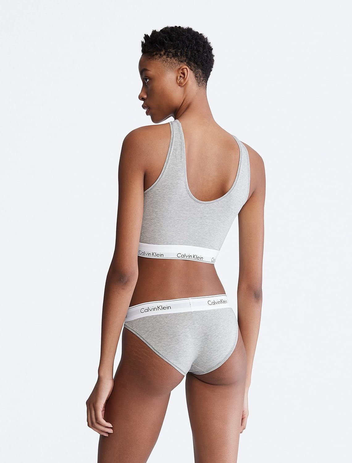 image:imageCalvin Klein Womens Modern Cotton Unlined Wireless BraletteGrey Heather Longline