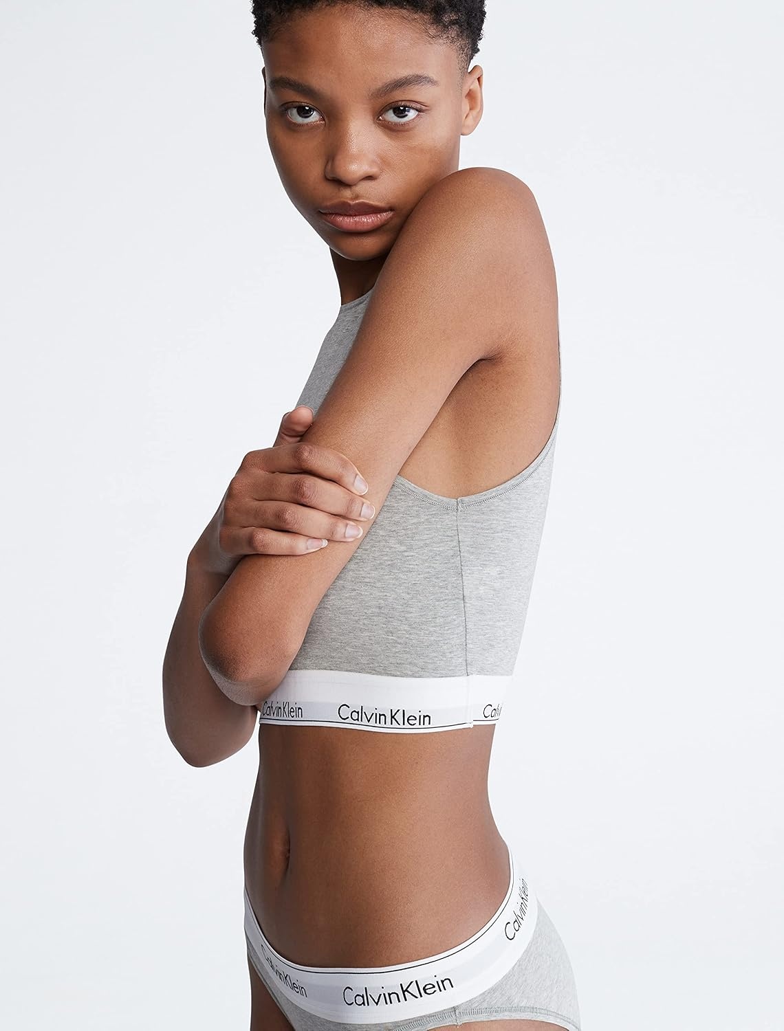 image:imageCalvin Klein Womens Modern Cotton Unlined Wireless BraletteGrey Heather Longline