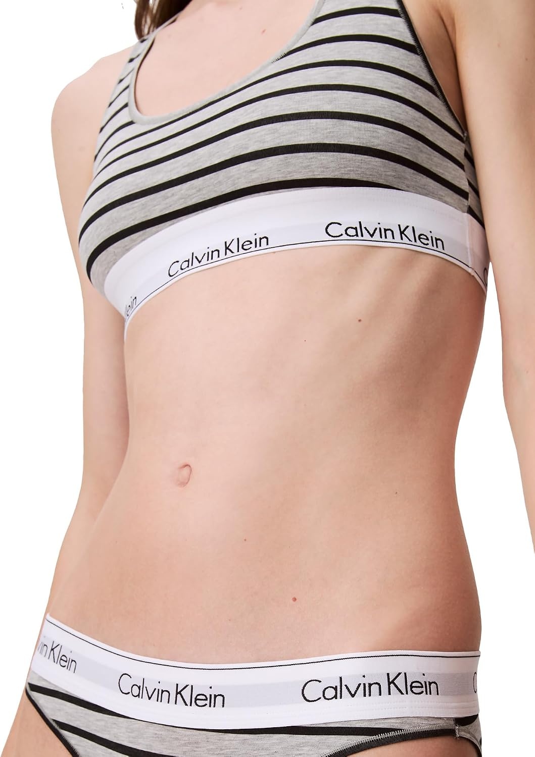 image:imageCalvin Klein Womens Modern Cotton Unlined Wireless BraletteLeader Stripegrey Heather