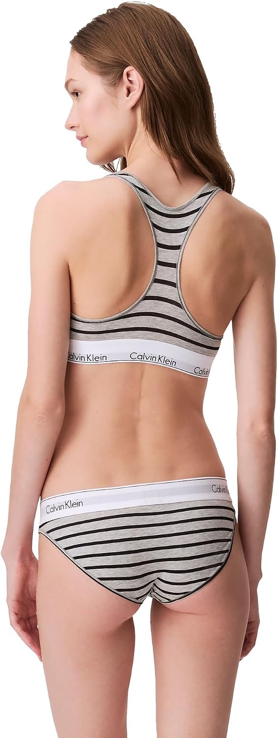 image:imageCalvin Klein Womens Modern Cotton Unlined Wireless BraletteLeader Stripegrey Heather
