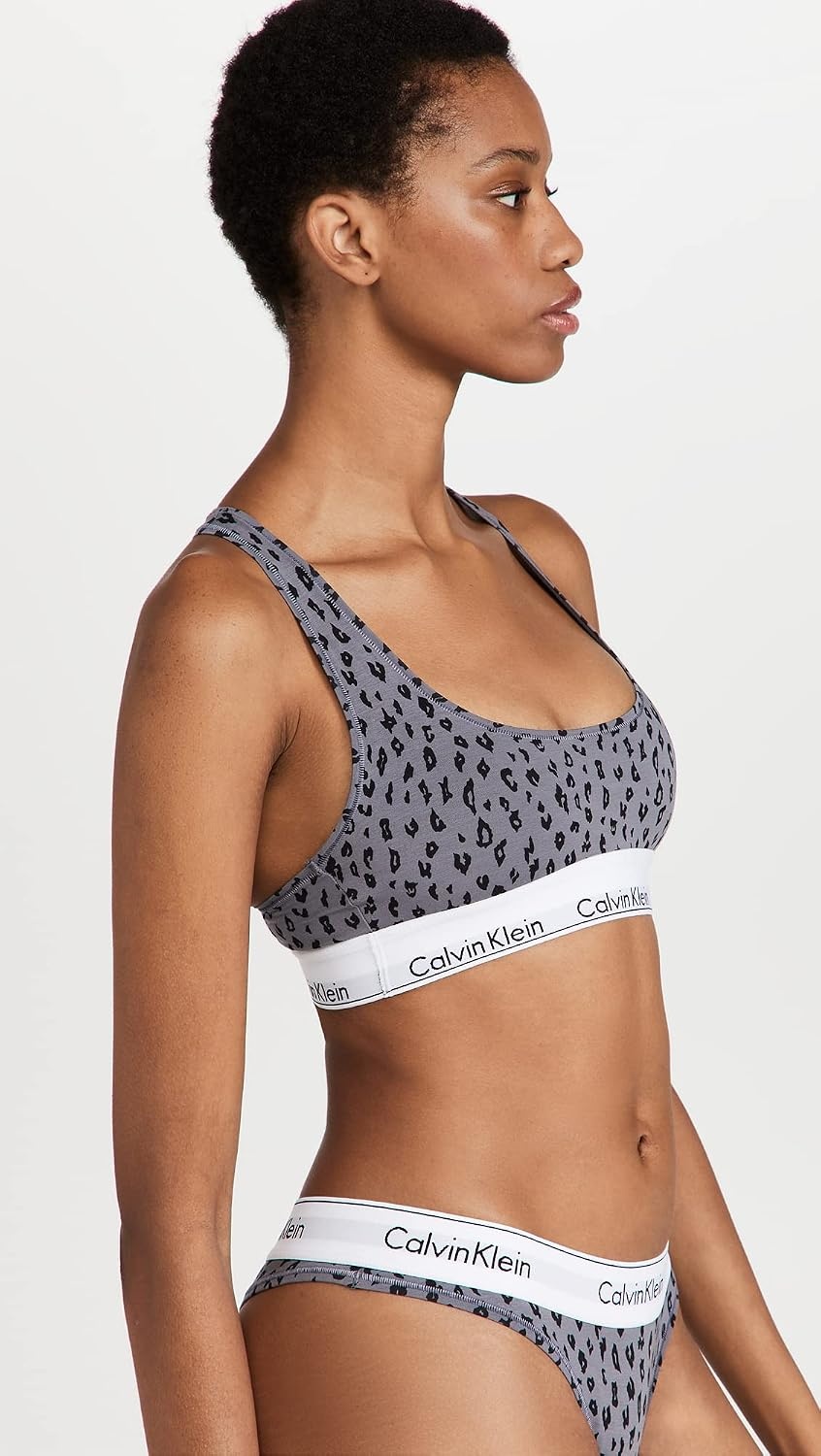 image:imageCalvin Klein Womens Modern Cotton Unlined Wireless BraletteSavannah Cheetahpewter
