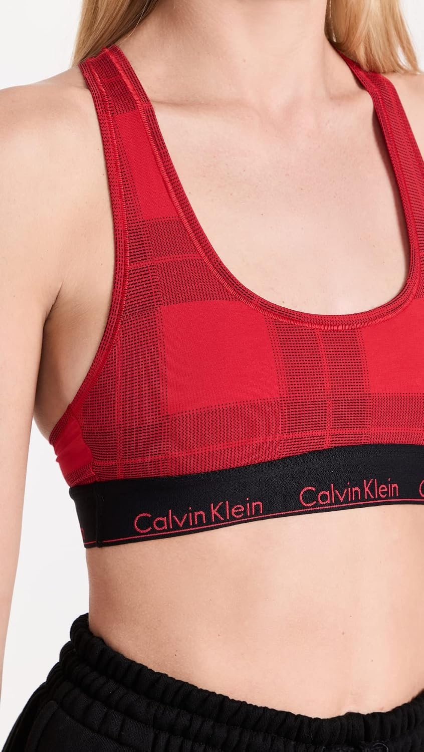 image:imageCalvin Klein Womens Modern Cotton Unlined Wireless BraletteTextured Plaid Exact