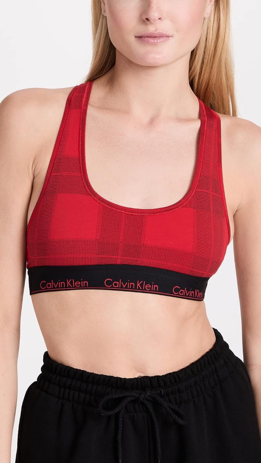 image:imageCalvin Klein Womens Modern Cotton Unlined Wireless BraletteTextured Plaid Exact