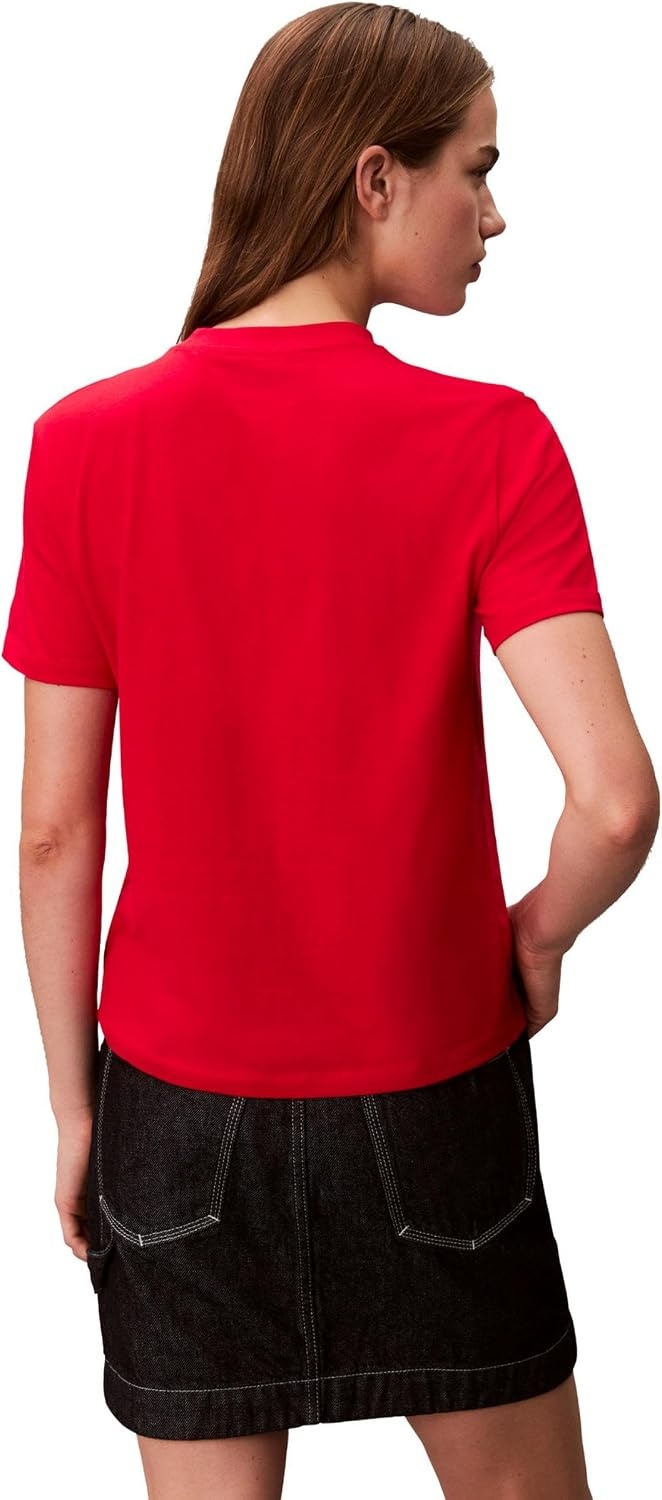 image:imageCalvin Klein Womens Monogram Logo Crewneck TShirtBerry Sangria