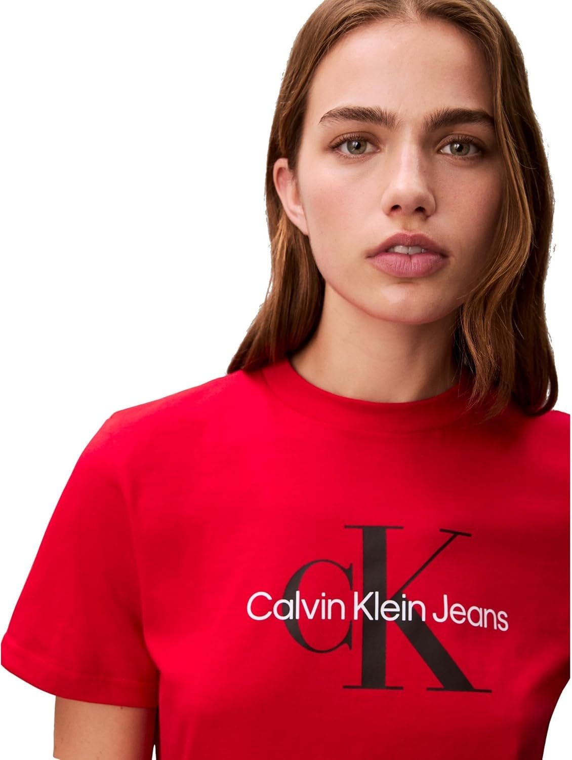image:imageCalvin Klein Womens Monogram Logo Crewneck TShirtBerry Sangria