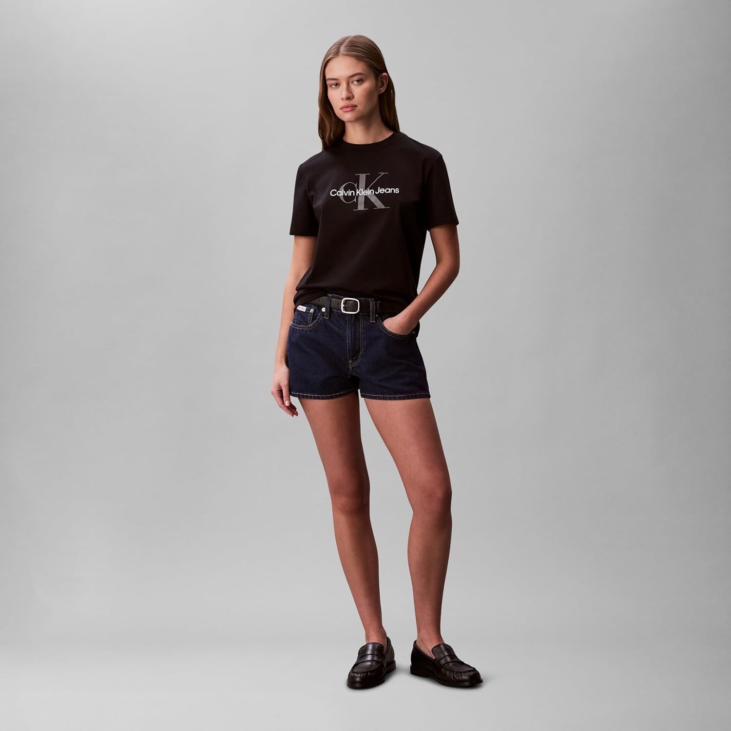 image:imageCalvin Klein Womens Monogram Logo Crewneck TShirtBlack