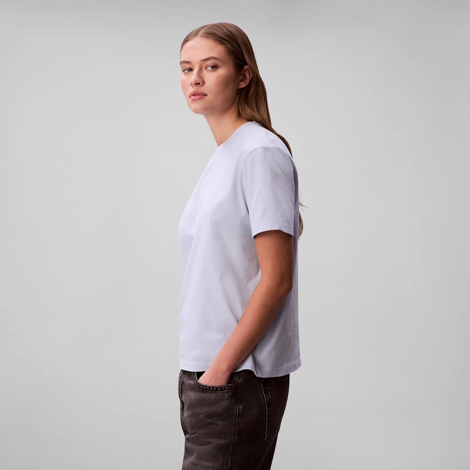 image:imageCalvin Klein Womens Monogram Logo Crewneck TShirtBreezy Blue