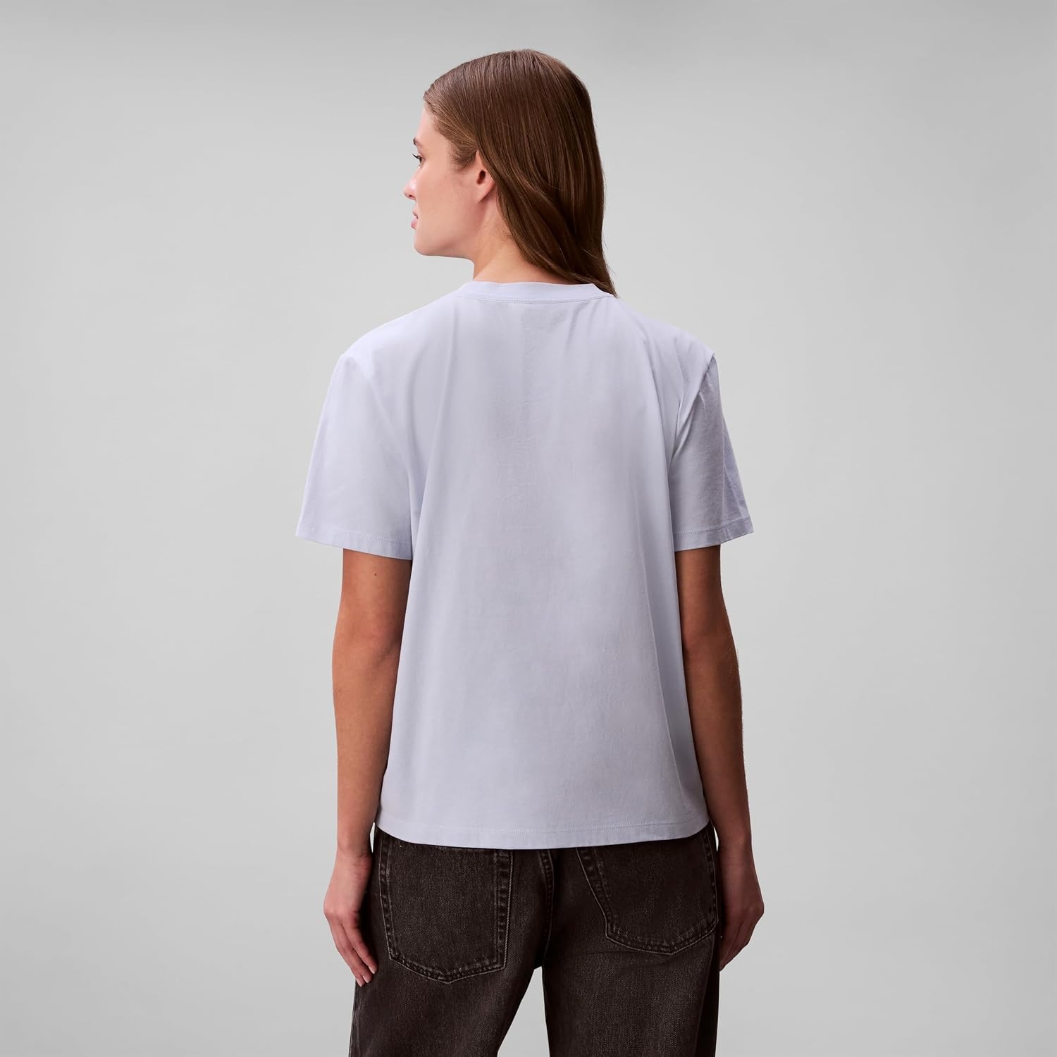 image:imageCalvin Klein Womens Monogram Logo Crewneck TShirtBreezy Blue