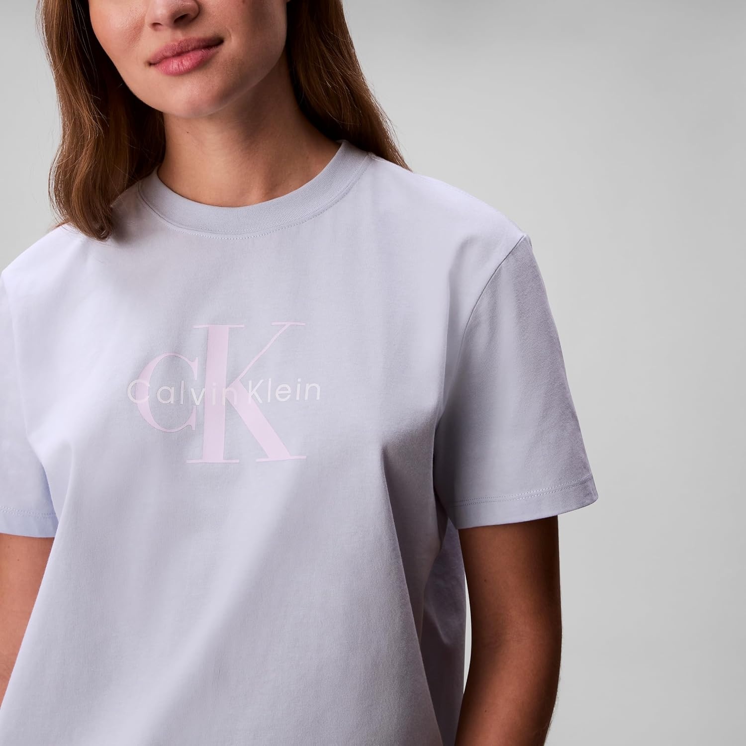 image:imageCalvin Klein Womens Monogram Logo Crewneck TShirtBreezy Blue