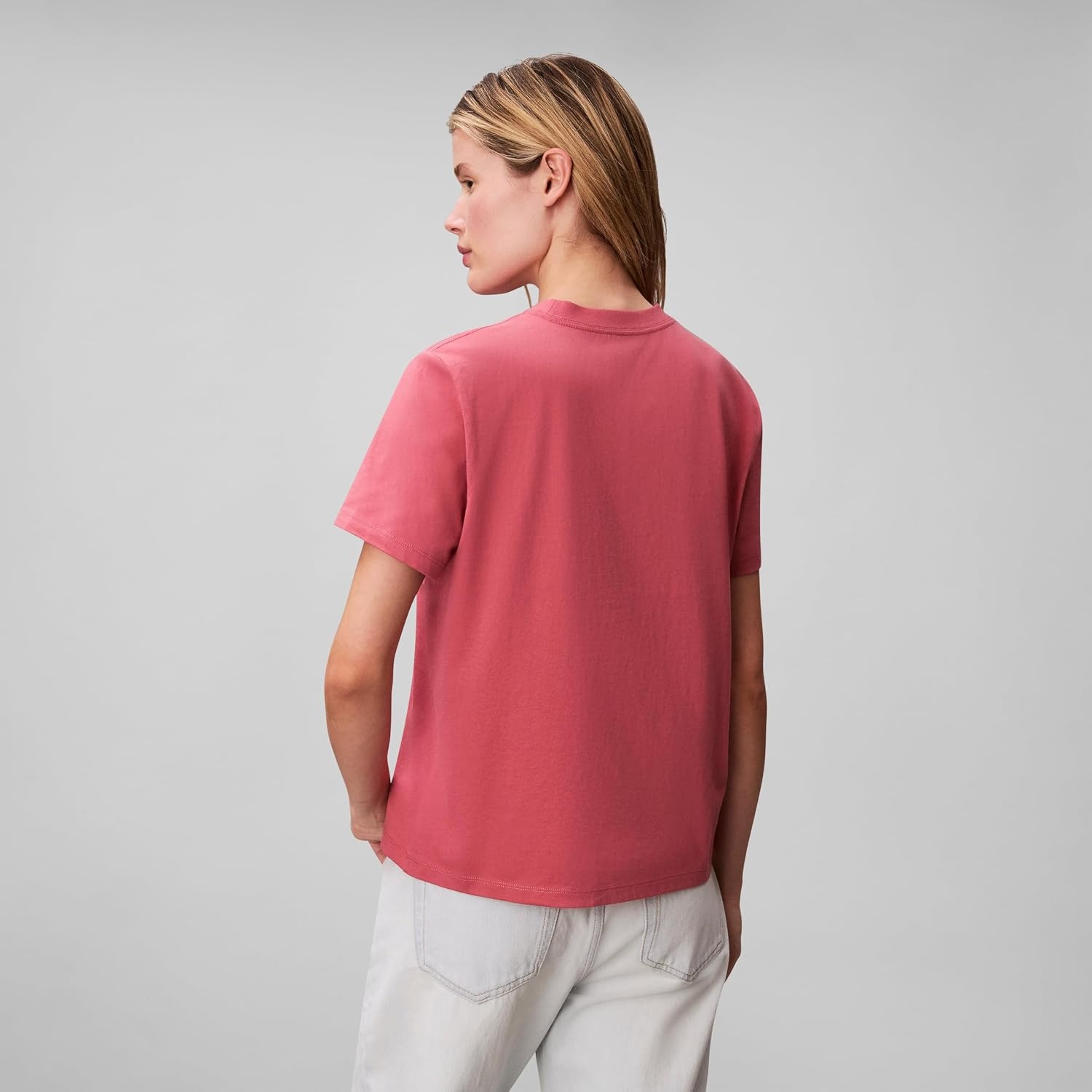 image:imageCalvin Klein Womens Monogram Logo Crewneck TShirtBrilliant Pink