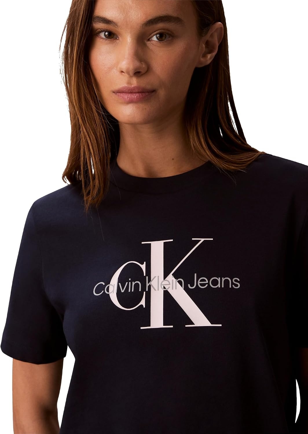 image:imageCalvin Klein Womens Monogram Logo Crewneck TShirtDark Sapphire