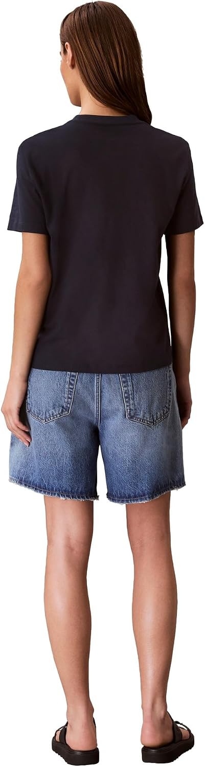 image:imageCalvin Klein Womens Monogram Logo Crewneck TShirtDark Sapphire