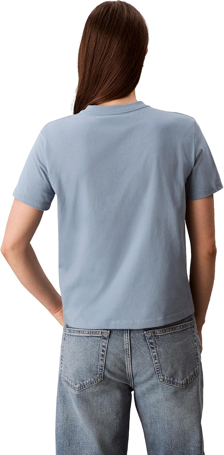 image:imageCalvin Klein Womens Monogram Logo Crewneck TShirtFaded Denim
