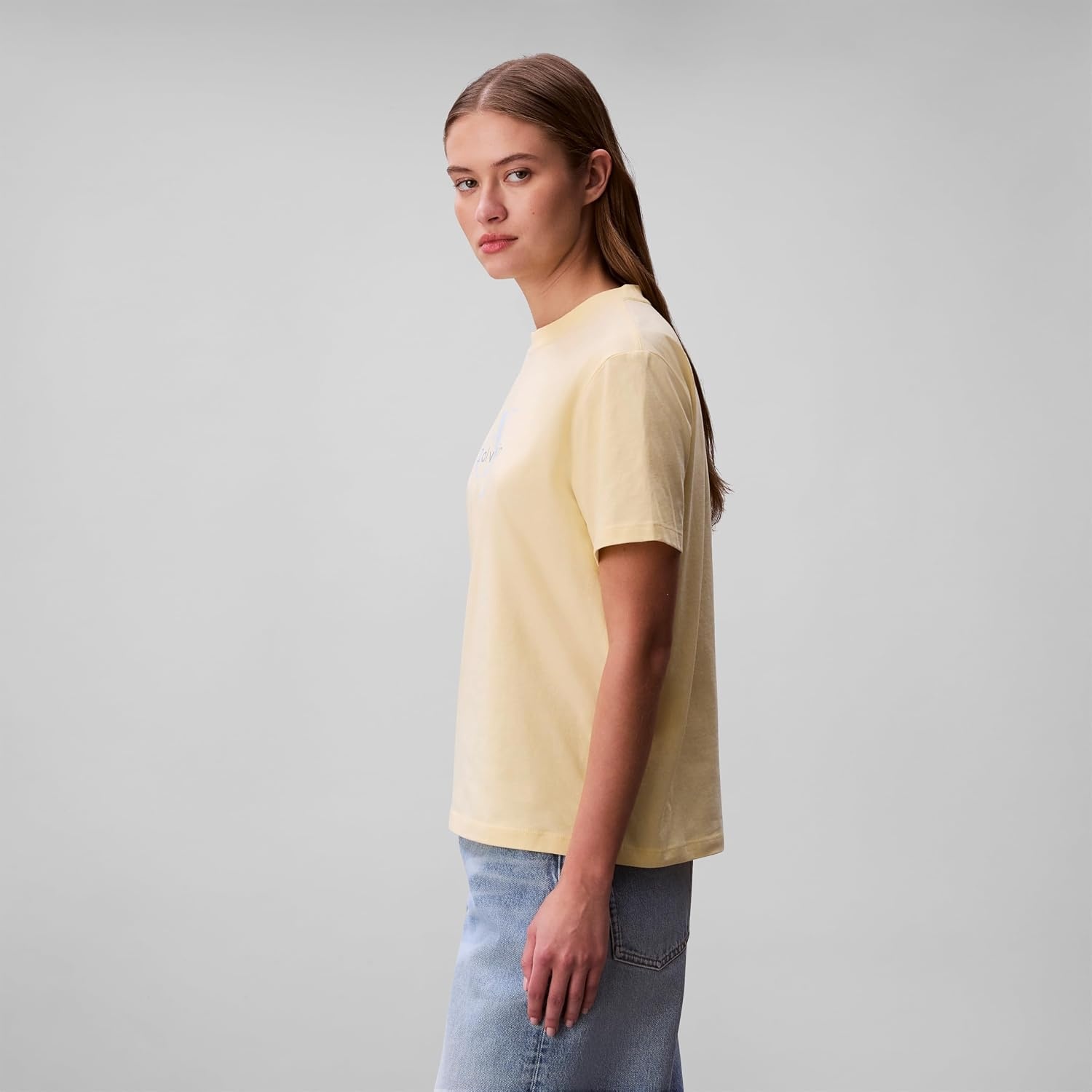 image:imageCalvin Klein Womens Monogram Logo Crewneck TShirtFrench Vanilla