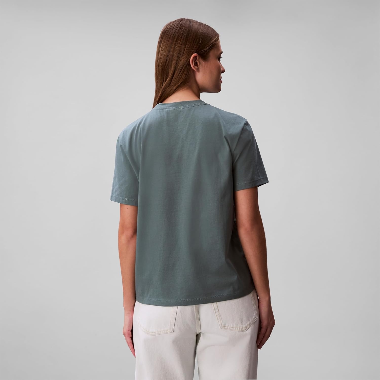 image:imageCalvin Klein Womens Monogram Logo Crewneck TShirtNorth Atlantic