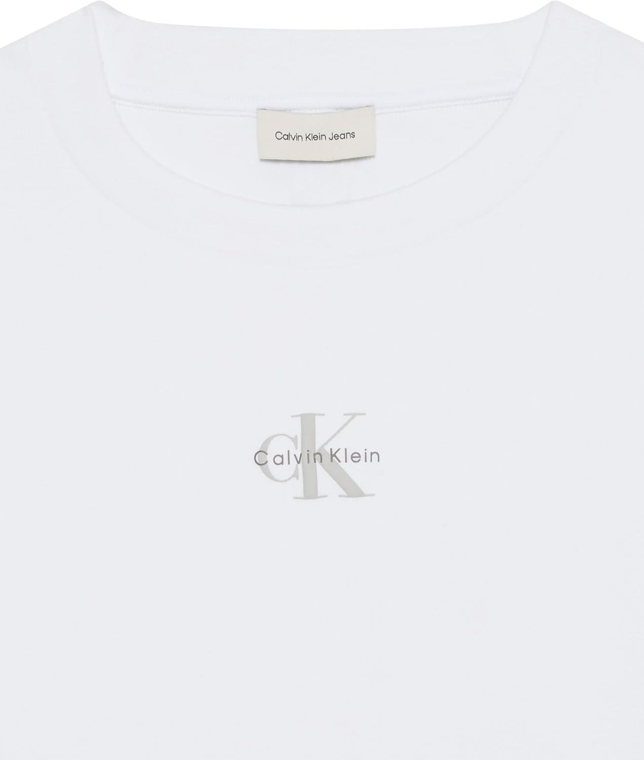 image:imageCalvin Klein Womens Monogram Logo Ribbed Baby TeeBrilliant White