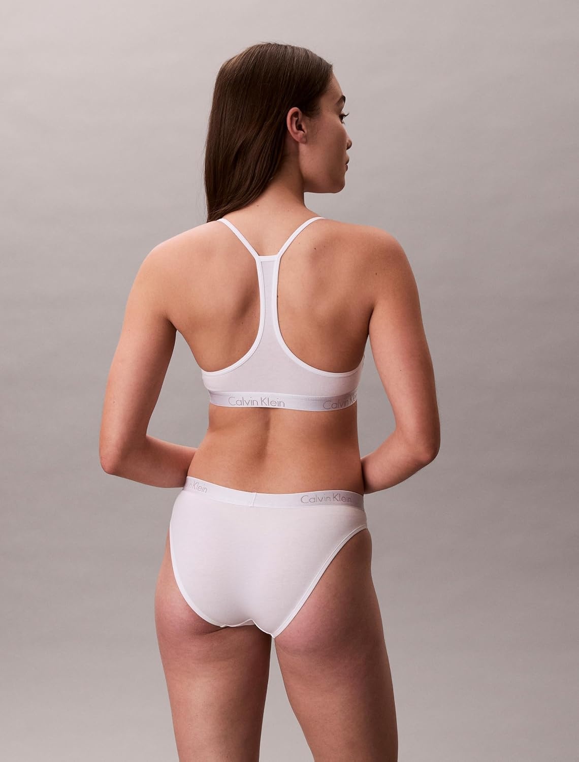image:imageCalvin Klein Womens Motive Cotton Lightly Lined Bralette BraWhite