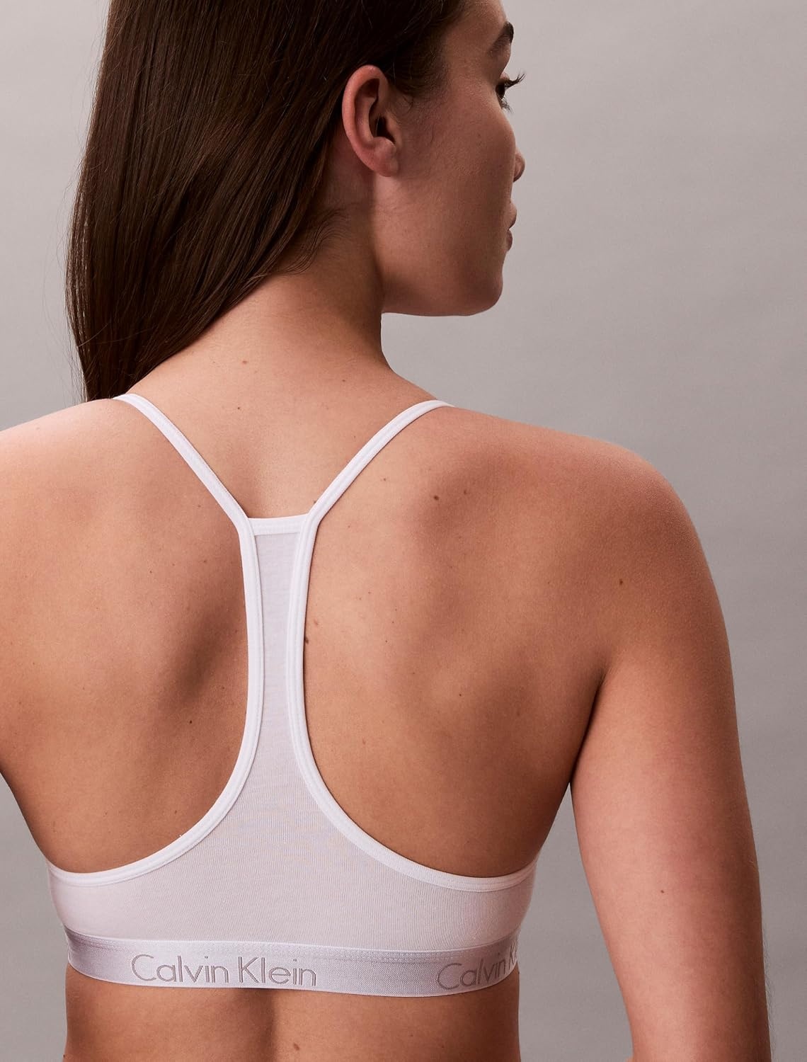 image:imageCalvin Klein Womens Motive Cotton Lightly Lined Bralette BraWhite