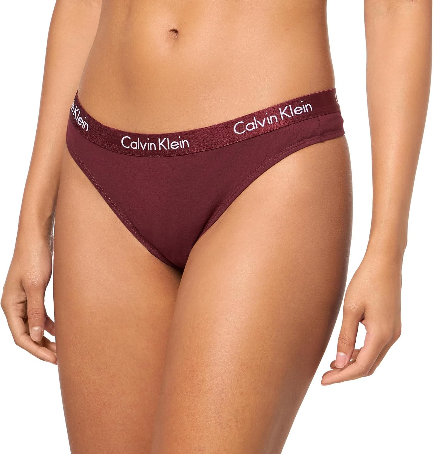 image:imageCalvin Klein Womens Motive Cotton Multipack Thong PantyBlack Grey Heather Tawny Port