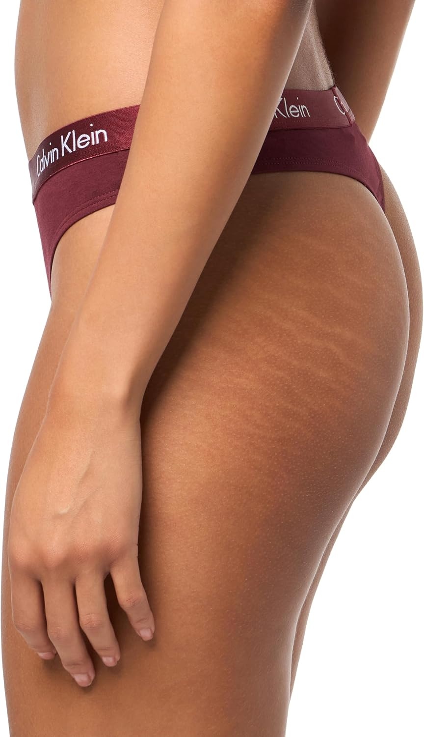 image:imageCalvin Klein Womens Motive Cotton Multipack Thong PantyBlack Grey Heather Tawny Port