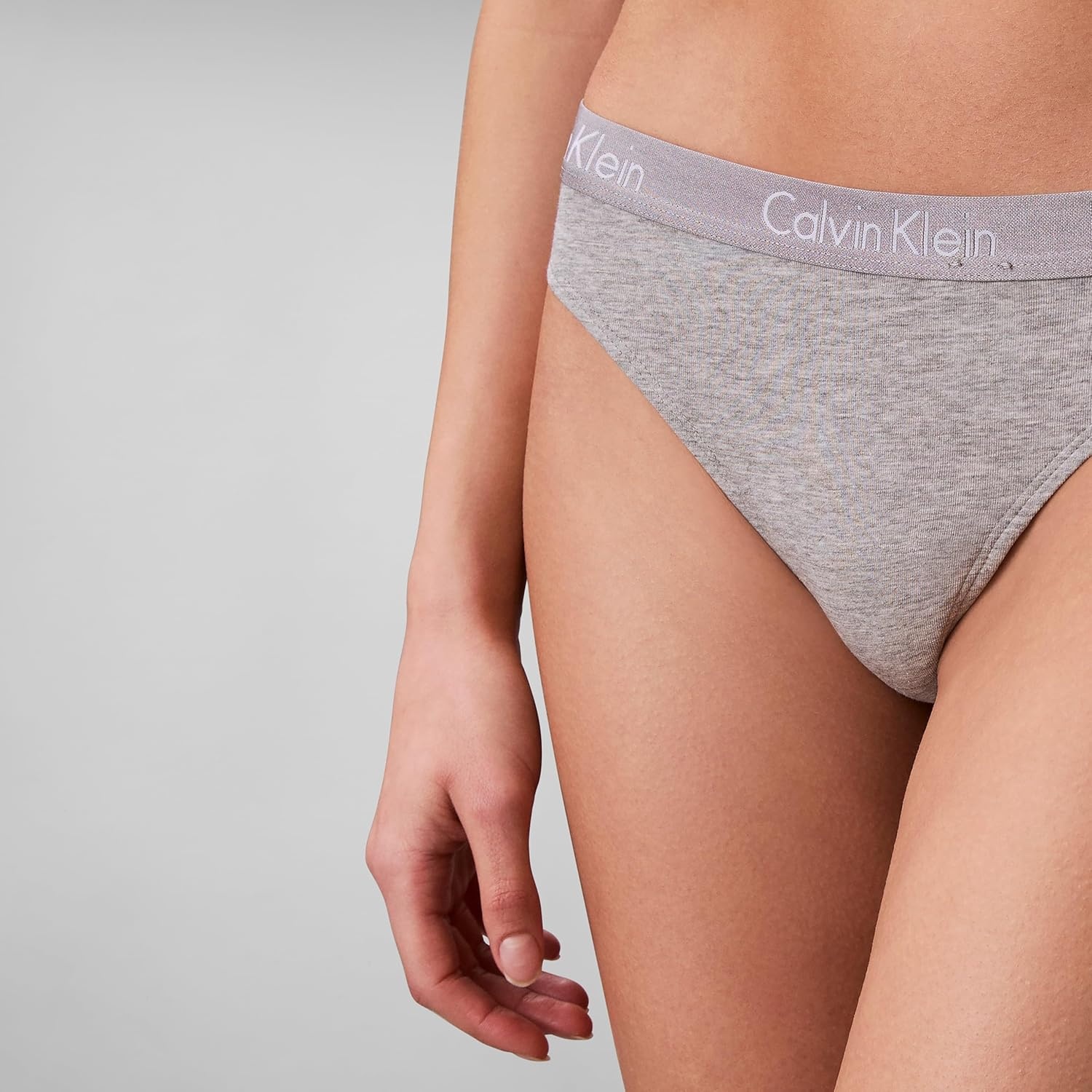 image:imageCalvin Klein Womens Motive Cotton Multipack Thong PantyGrey HeatherWhite