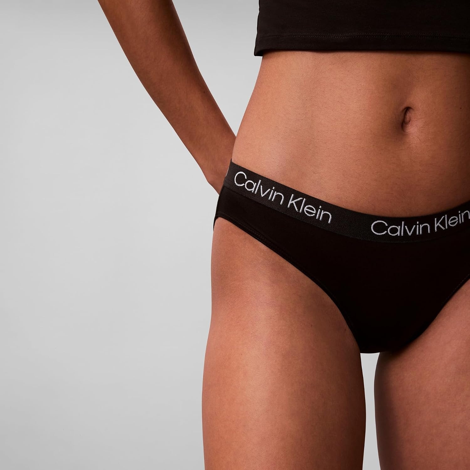 image:imageCalvin Klein Womens Motive Micro Stretch Multipack Bikini PantyBlackWolf GreyPotpourri