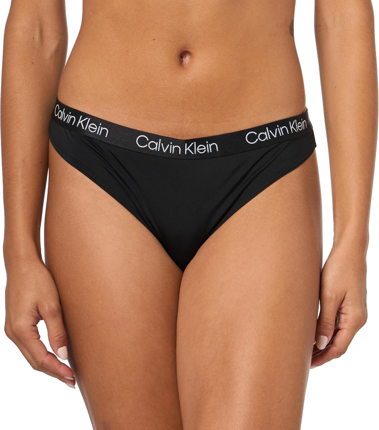 image:imageCalvin Klein Womens Motive Micro Stretch Multipack Thong PantyBlackKelly GreenWolf Grey