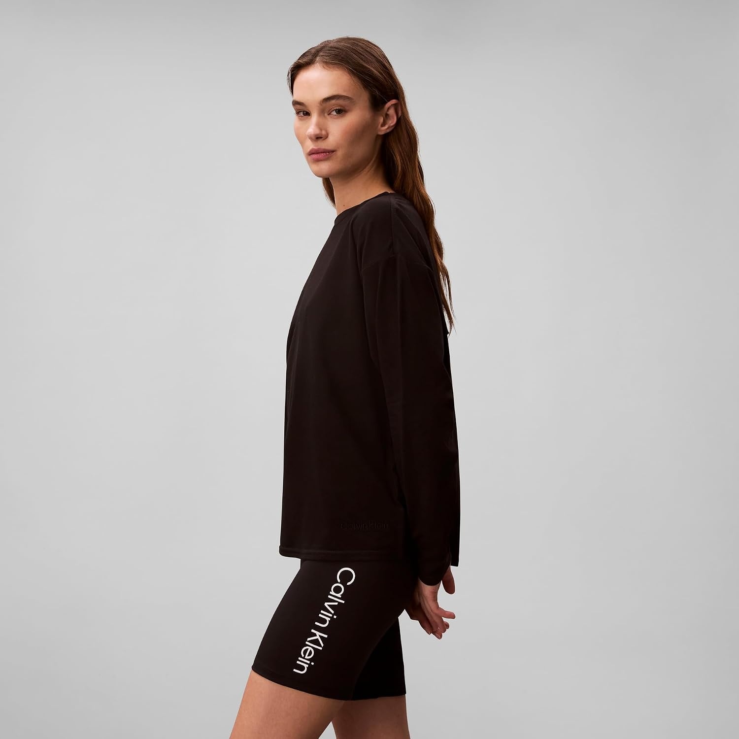 image:imageCalvin Klein Womens Performance Classic Fit Crewneck Long Sleeve TeeBlack
