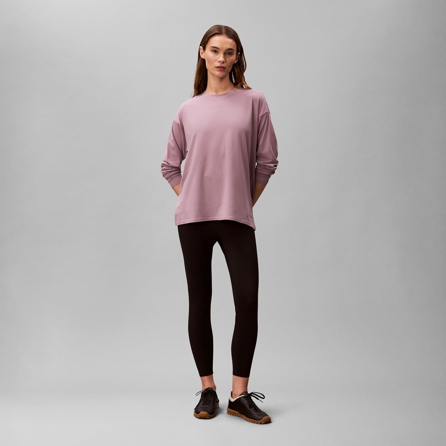 image:imageCalvin Klein Womens Performance Classic Fit Crewneck Long Sleeve TeeCoy Purple