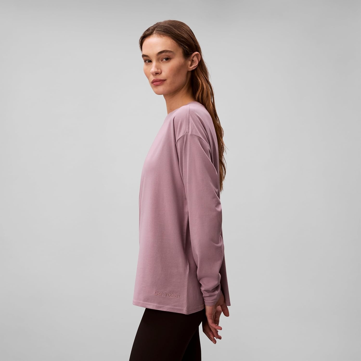 image:imageCalvin Klein Womens Performance Classic Fit Crewneck Long Sleeve TeeCoy Purple
