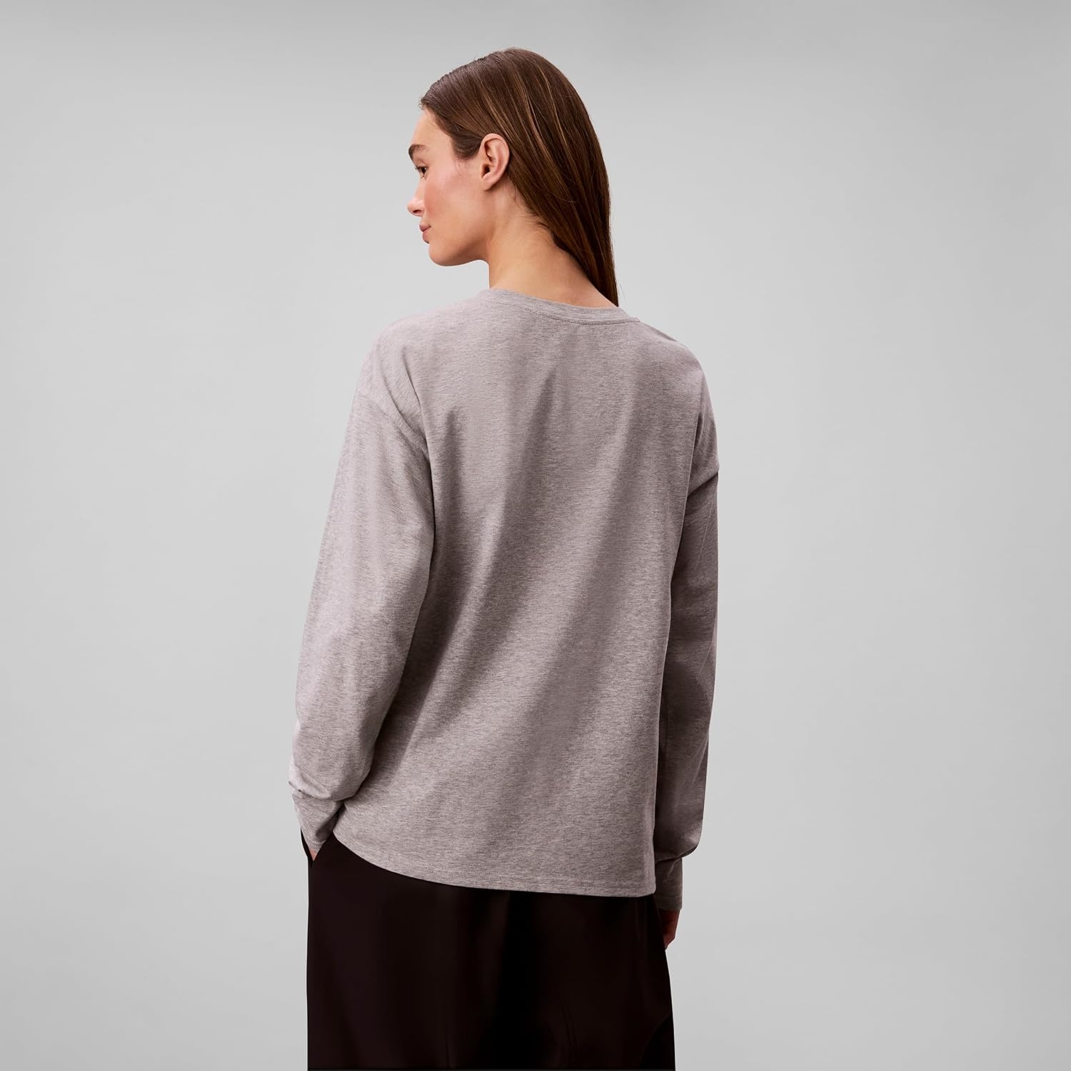 image:imageCalvin Klein Womens Performance Classic Fit Crewneck Long Sleeve TeeGrey Heather