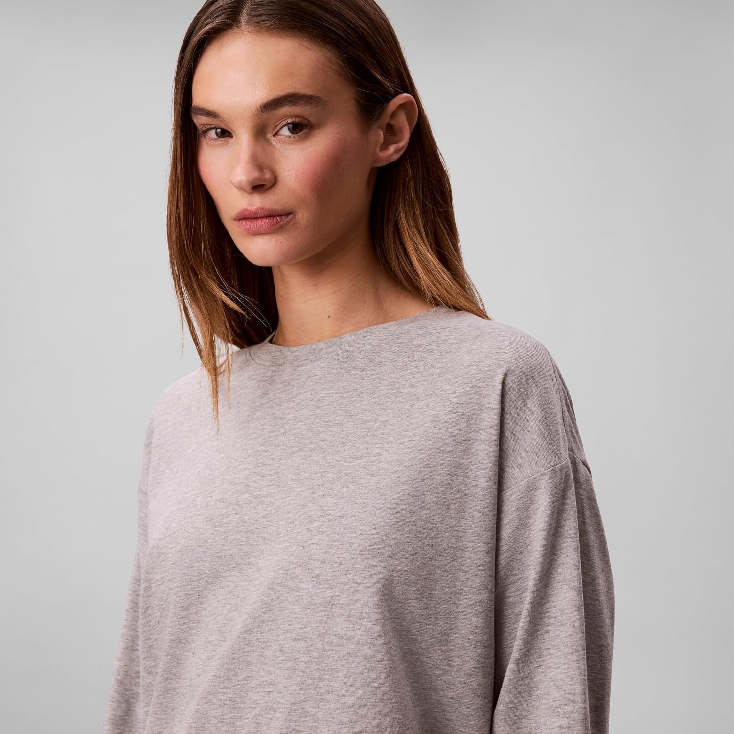 image:imageCalvin Klein Womens Performance Classic Fit Crewneck Long Sleeve TeeGrey Heather