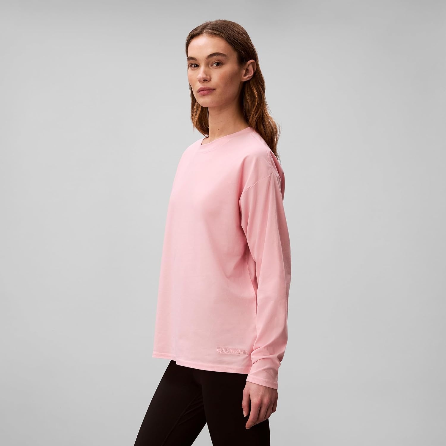 image:imageCalvin Klein Womens Performance Classic Fit Crewneck Long Sleeve TeePowder Pink