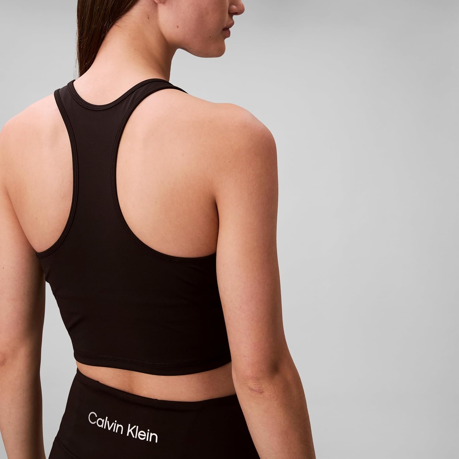 image:imageCalvin Klein Womens Performance Logo Low Impact Longline Sports BraBlack
