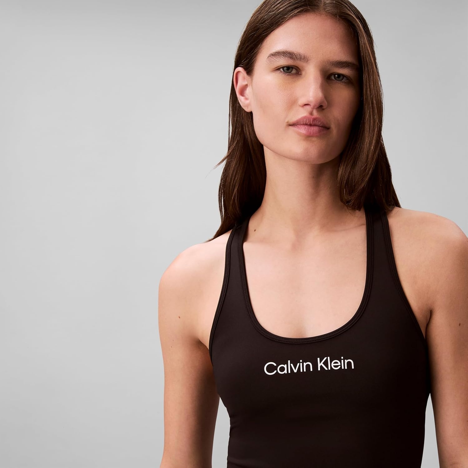 image:imageCalvin Klein Womens Performance Logo Low Impact Longline Sports BraBlack