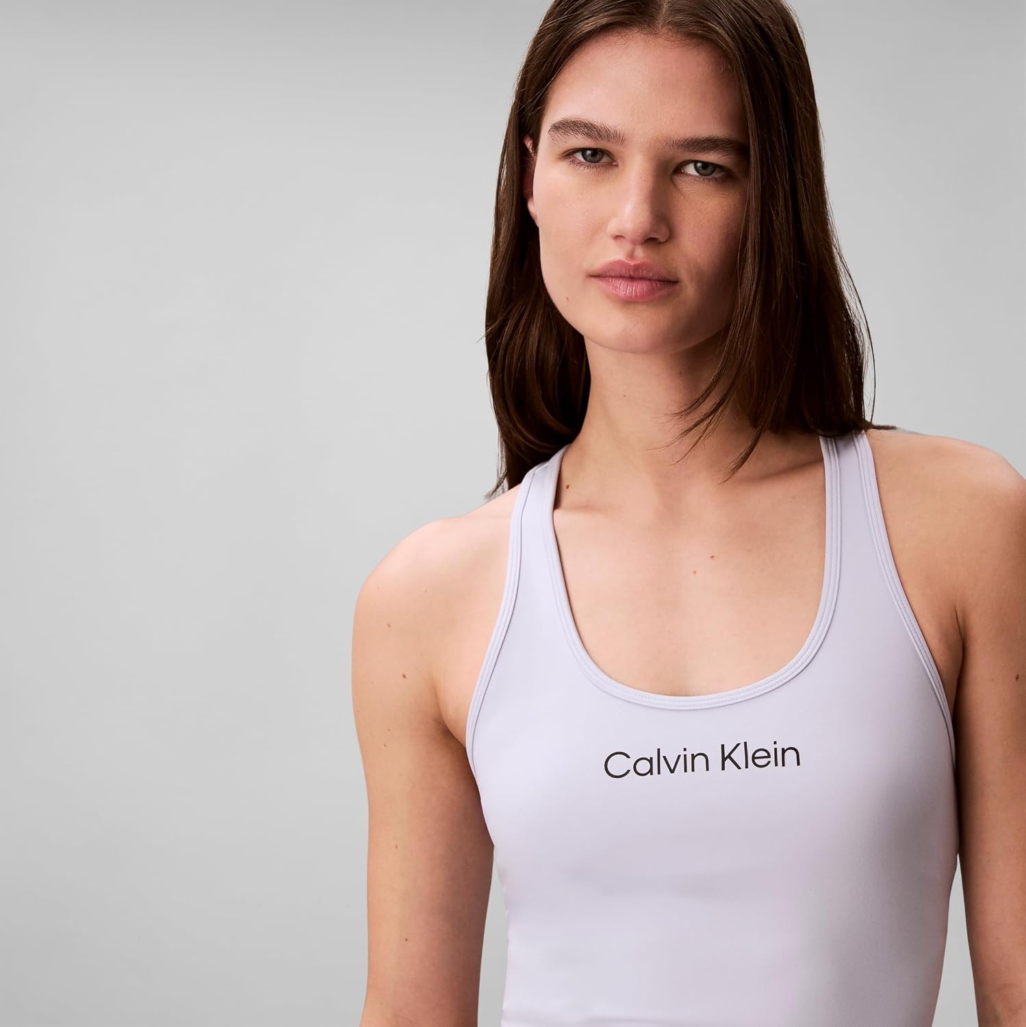 image:imageCalvin Klein Womens Performance Logo Low Impact Longline Sports BraHalogen Blue