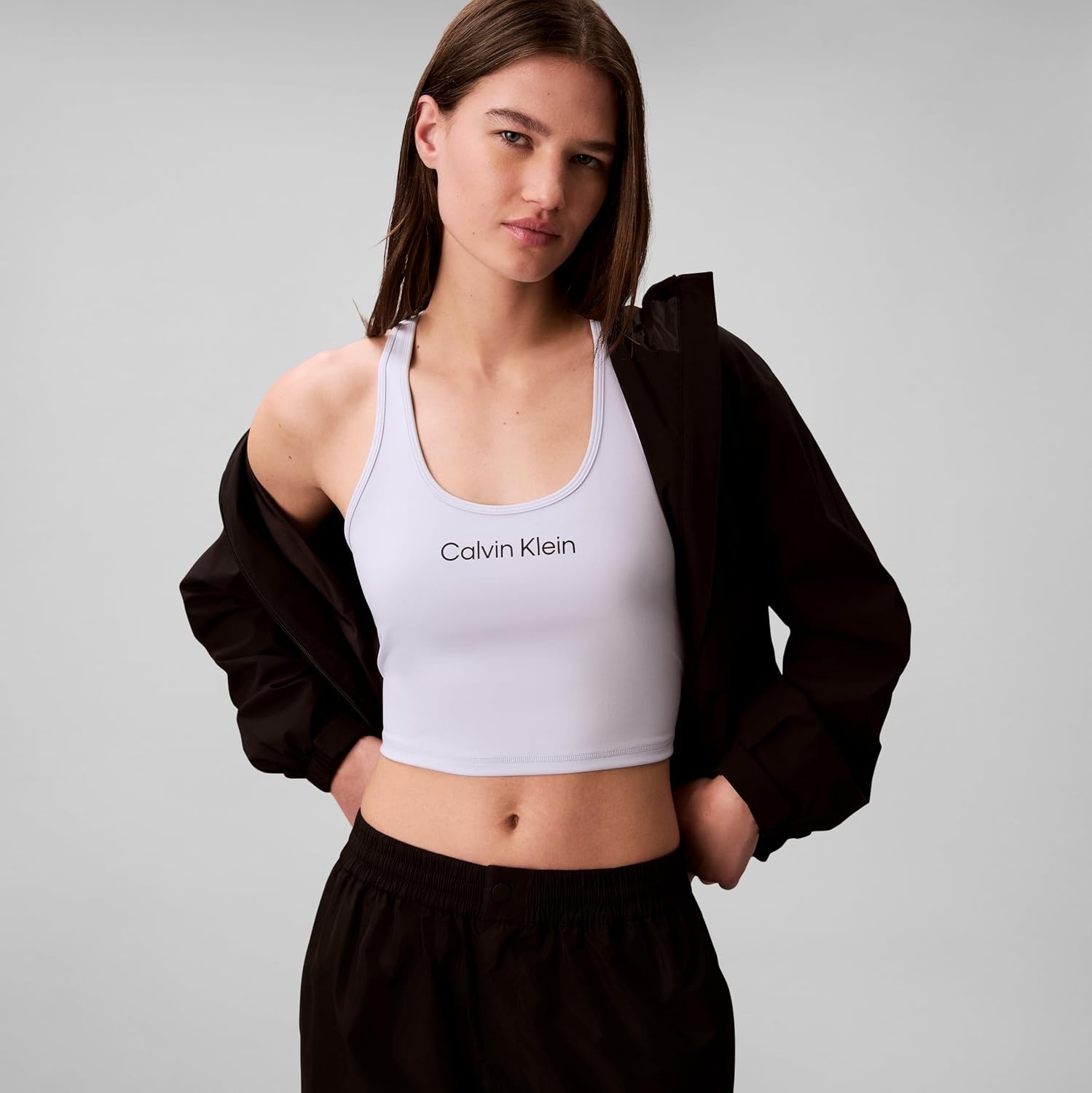 image:imageCalvin Klein Womens Performance Logo Low Impact Longline Sports BraHalogen Blue