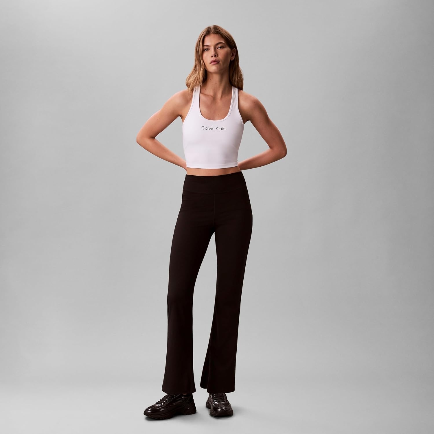 image:imageCalvin Klein Womens Performance Logo Low Impact Longline Sports BraWhite