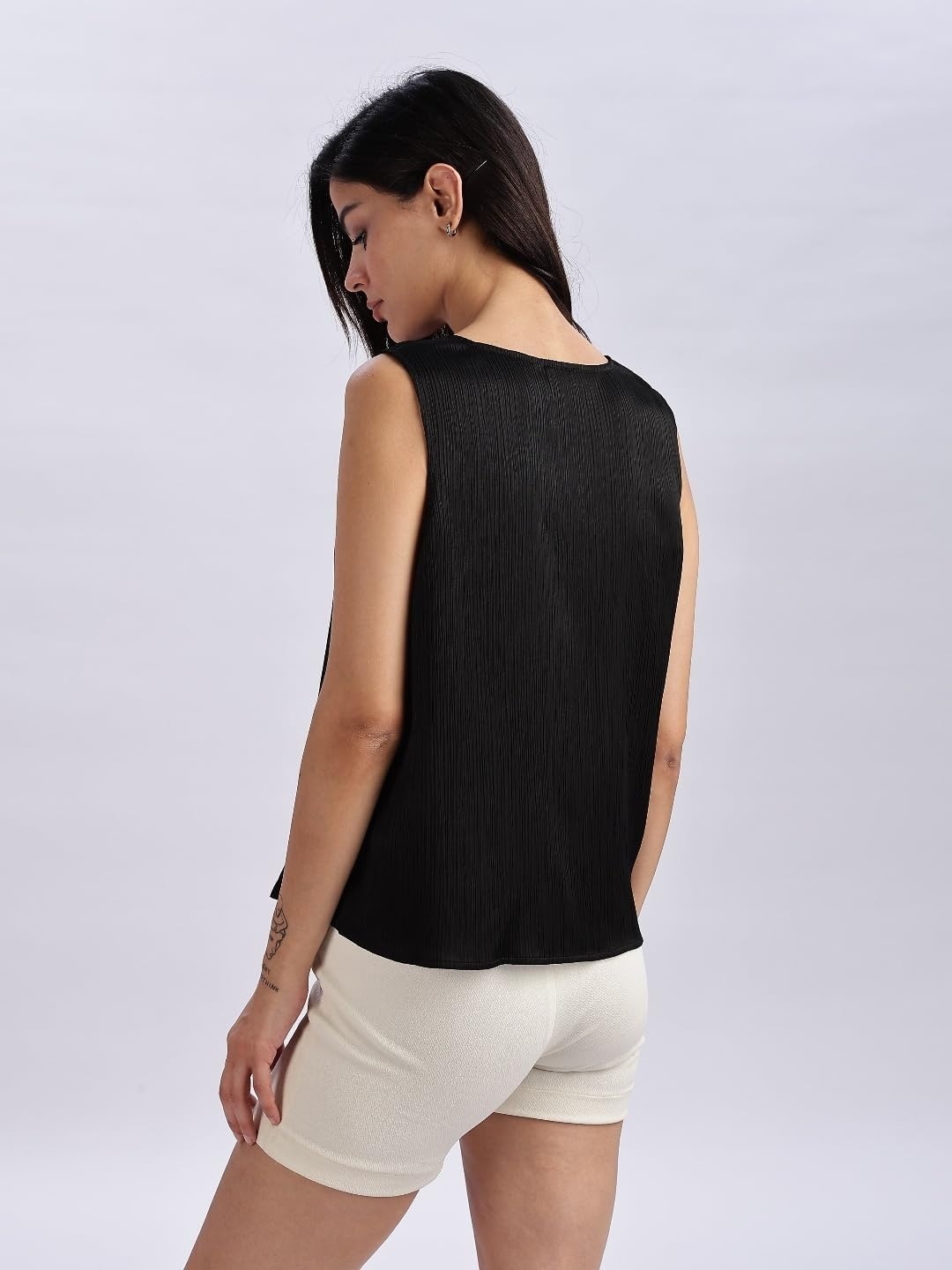 image:imageCalvin Klein Womens Plisse V Neck Tank TopBlack