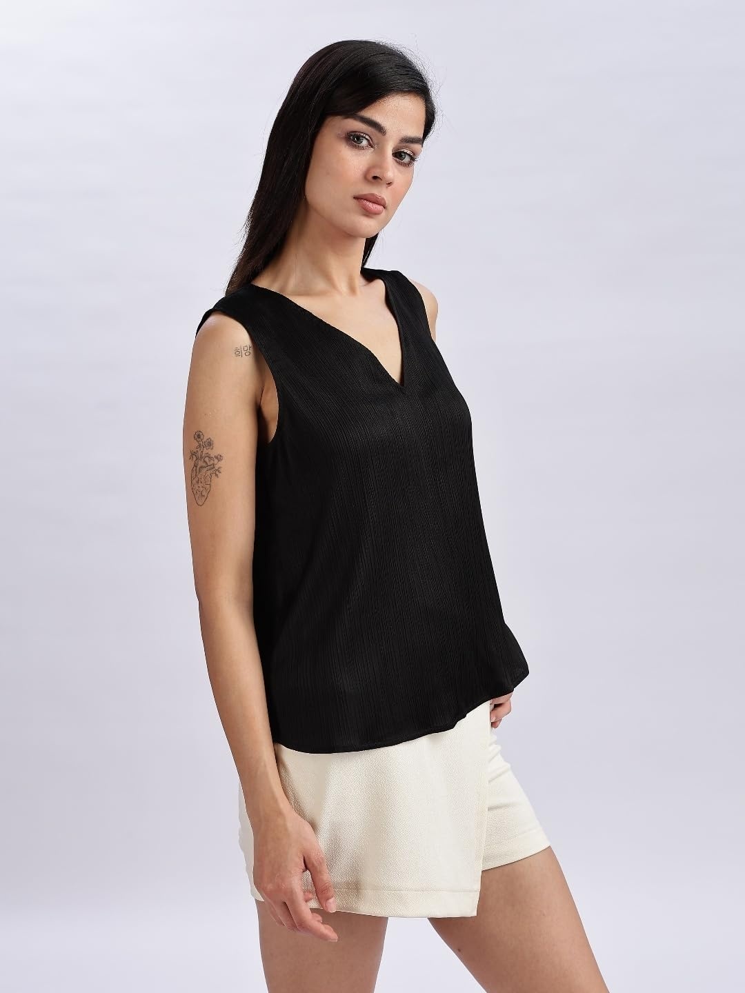 image:imageCalvin Klein Womens Plisse V Neck Tank TopBlack