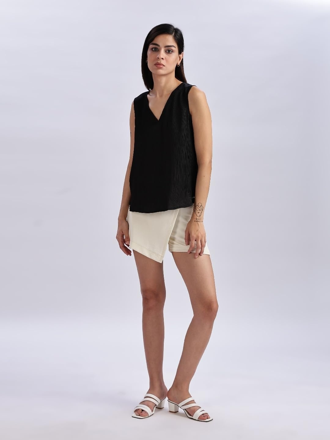 image:imageCalvin Klein Womens Plisse V Neck Tank TopBlack