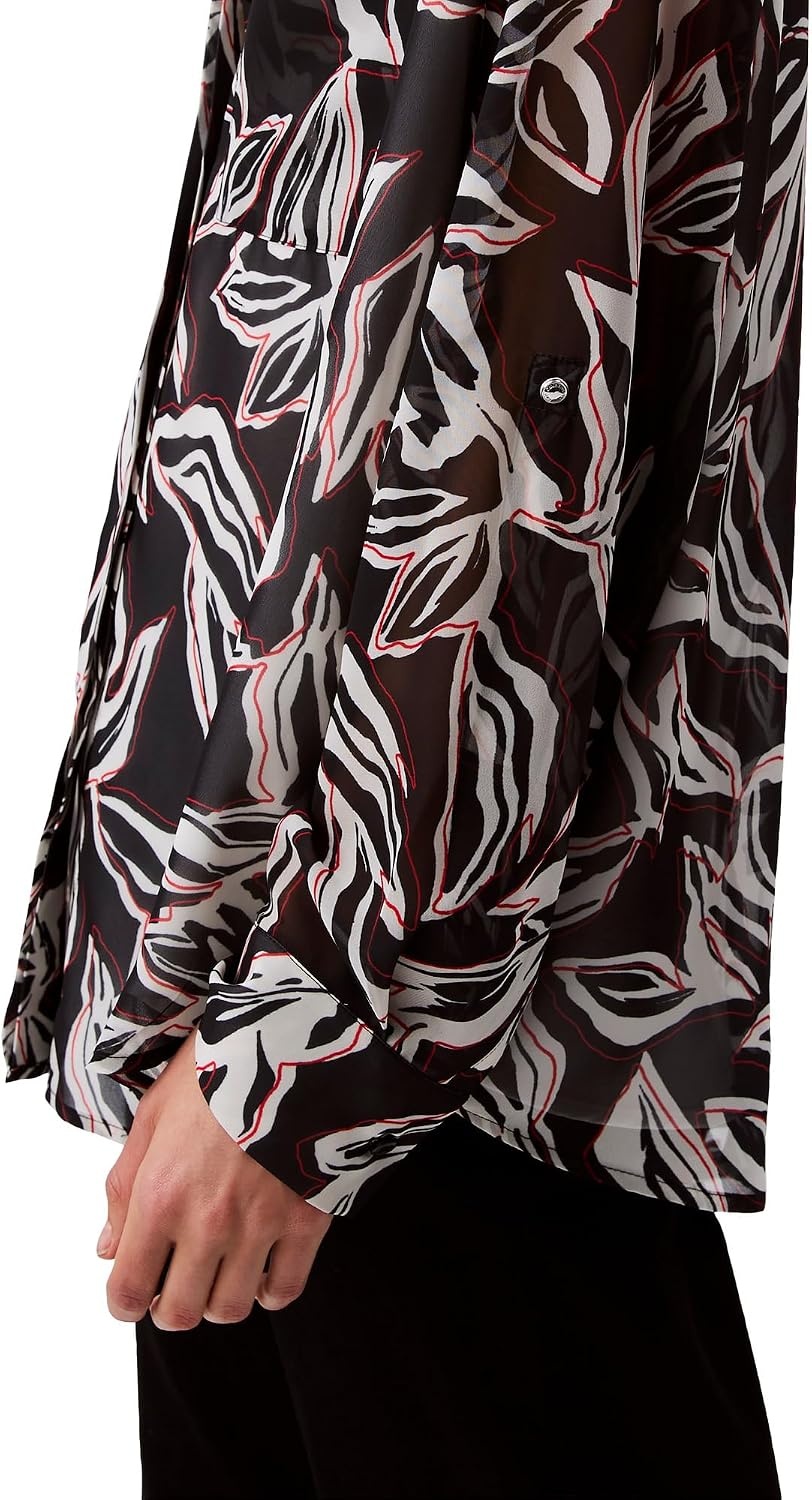 image:imageCalvin Klein Womens Printed Classic ButtonDown ShirtBlack Print