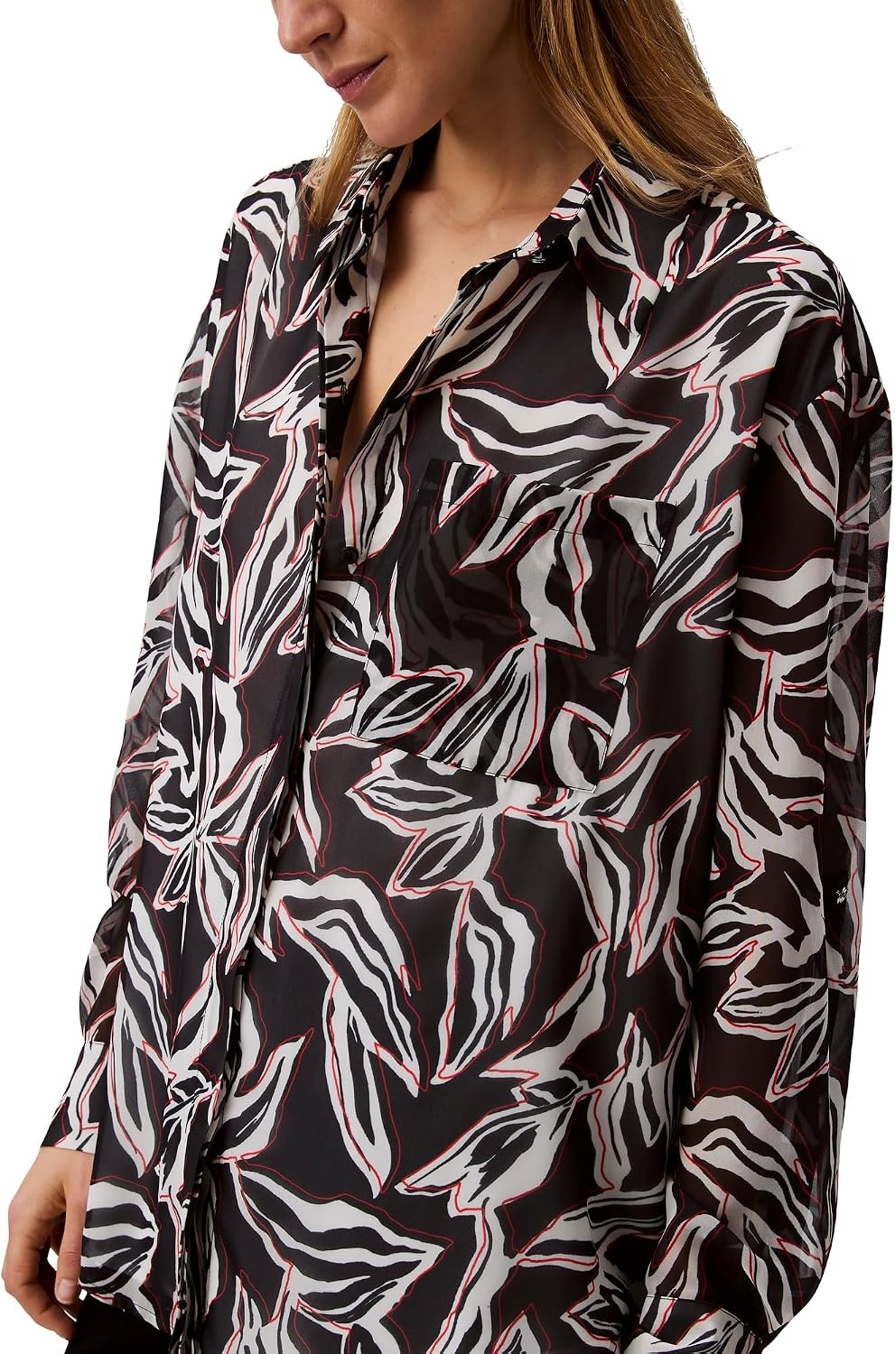 image:imageCalvin Klein Womens Printed Classic ButtonDown ShirtBlack Print