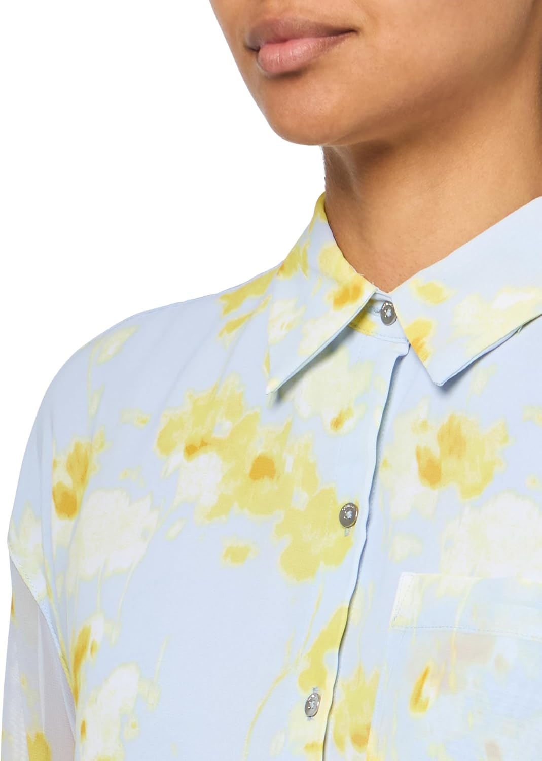 image:imageCalvin Klein Womens Printed Classic ButtonDown ShirtHalogen Blue