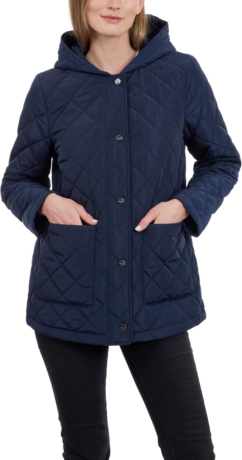 image:imageCalvin Klein Womens Quilted Jacket Lightweight Coat for Women With Snap Front Water ResistantDark Sapphire