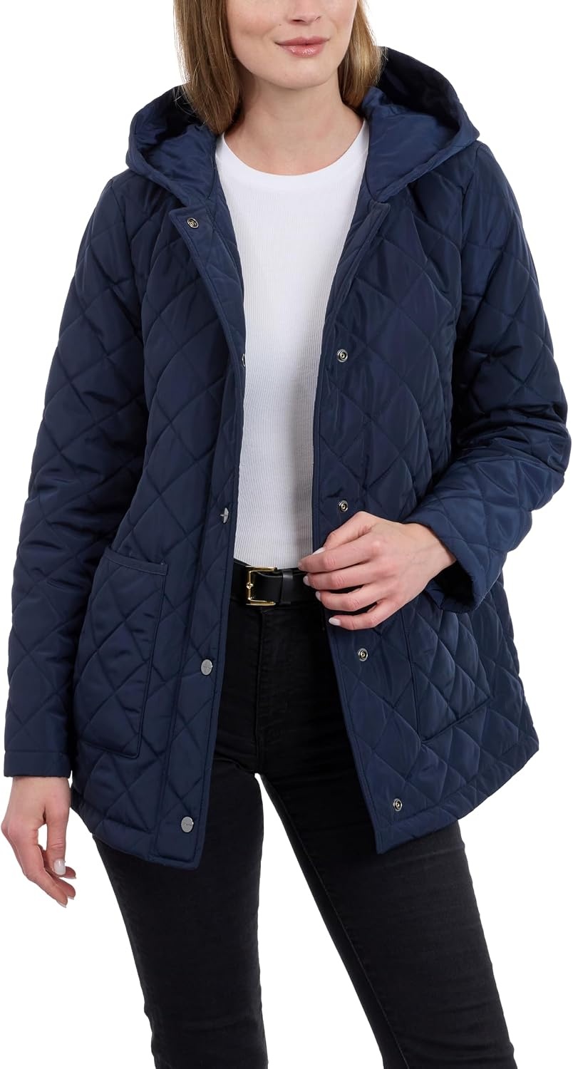 image:imageCalvin Klein Womens Quilted Jacket Lightweight Coat for Women With Snap Front Water ResistantDark Sapphire